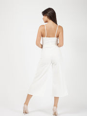 Button Detail Belted Culotte Jumpsuit
