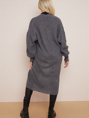 Balloon Sleeves Knitted Open Cardigan