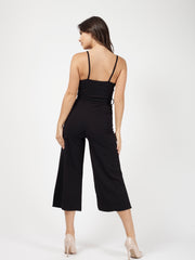 Button Detail Belted Culotte Jumpsuit