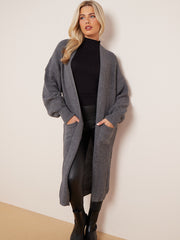 Balloon Sleeves Knitted Open Cardigan
