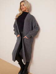 Balloon Sleeves Knitted Open Cardigan