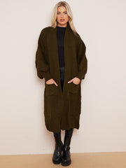 Balloon Sleeves Knitted Open Cardigan