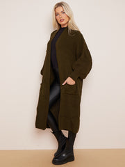 Balloon Sleeves Knitted Open Cardigan