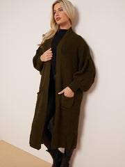 Balloon Sleeves Knitted Open Cardigan