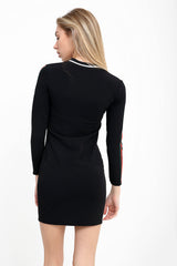 Zip Front Striped Mini Kleid