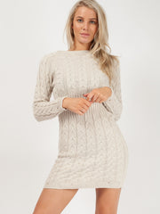 Cable Knit Panel Knitted Dress