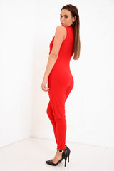 Wrap Over Choker Neck Jumpsuit