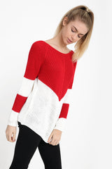 Contrast Colour Block Knitted Jumper