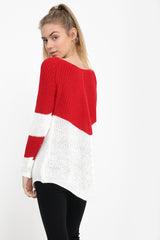 Contrast Colour Block Knitted Jumper