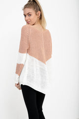 Contrast Colour Block Knitted Jumper