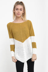 Contrast Colour Block Knitted Jumper