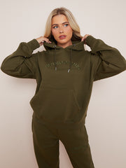 Geborduurd voorbij dromen met capuche fleece coöperatie