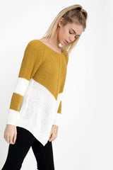 Contrast Colour Block Knitted Jumper