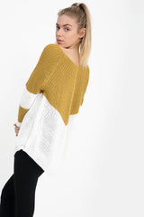 Contrast Colour Block Knitted Jumper