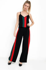 Khaki And Red Stripe Cami Top and Trouser Co-ord
