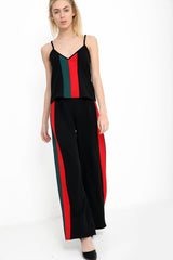 Khaki And Red Stripe Cami Top and Trouser Co-ord