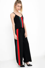Khaki And Red Stripe Cami Top and Trouser Co-ord