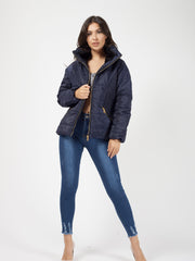 Chaqueta acolchada de forro de piel sintética