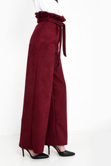 Suede papieren zak wijd been broek