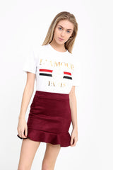 Suedette Frill Hem Mini Skirt