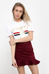 Suedette Frill Hem Mini Skirt