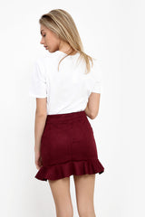 Suedette Frill Hem Mini Skirt