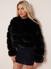 Long Sleeves Faux Fur Jacket