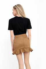 Suedette Frill Hem Mini Skirt