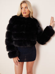 Long Sleeves Faux Fur Jacket