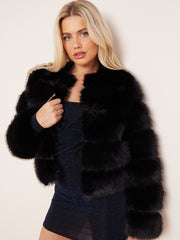Long Sleeves Faux Fur Jacket