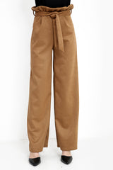 Suede papieren zak wijd been broek