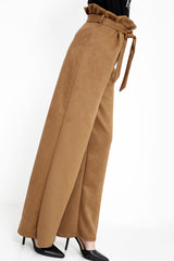 Suede papieren zak wijd been broek