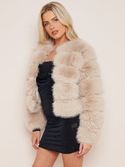 Long Sleeves Faux Fur Jacket