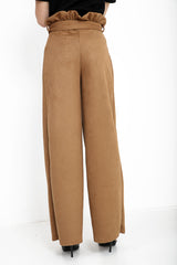 Suede papieren zak wijd been broek