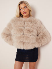 Long Sleeves Faux Fur Jacket