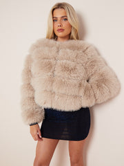 Long Sleeves Faux Fur Jacket
