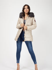 Faux Fur Hood Padded Jacket