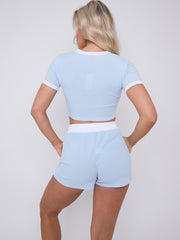 Contrast Trim Ribbed Crop Top & Shorts Co-ord