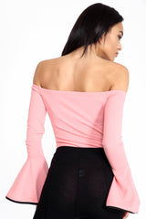 Contrast manga de campana Bardot Bodysuit