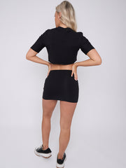 Paint Splash Smiley Heart Graphic Crop Top & Skirt Co-ord