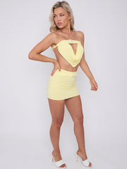 Diamante Buckle Bandeau Crop Top & Mini Skirt Co-ord