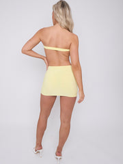 Diamante Buckle Bandeau Crop Top & Mini Skirt Co-ord