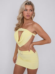 Diamante Buckle Bandeau Crop Top & Mini Skirt Co-ord