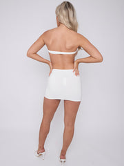Diamante Buckle Bandeau Crop Top & Mini Skirt Co-ord