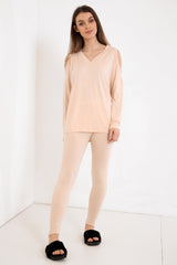 V-Neck Cold Shoulder Lounge Wear