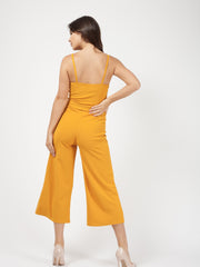 Button Detail Belted Culotte Jumpsuit