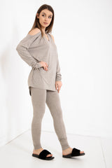 V-Neck Cold Shoulder Lounge Wear