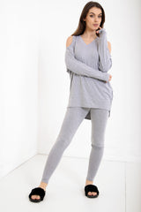 V-Neck Cold Shoulder Lounge Wear