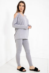 V-Neck Cold Shoulder Lounge Wear
