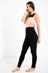 Open Side Mesh Insert Contrast Jumpsuit